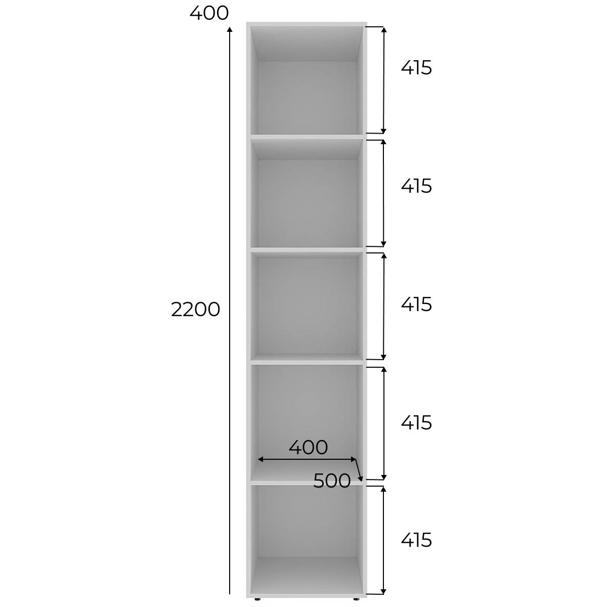 Шафа пенал з полицями закрита Light 40x220x50 см - Кашемір - купити онлайн Шафа пенал з полицями закрита Light 40x220x50 см - Кашемір - купити онлайн