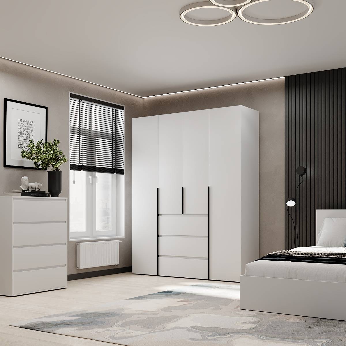 Купить шкаф распашной комбинированный №1 Light 160x220x50 см – Белый бриллиант по 15360 грн Шкаф распашной комбинированный №1 Light 160x220x50 см – Белый бриллиант