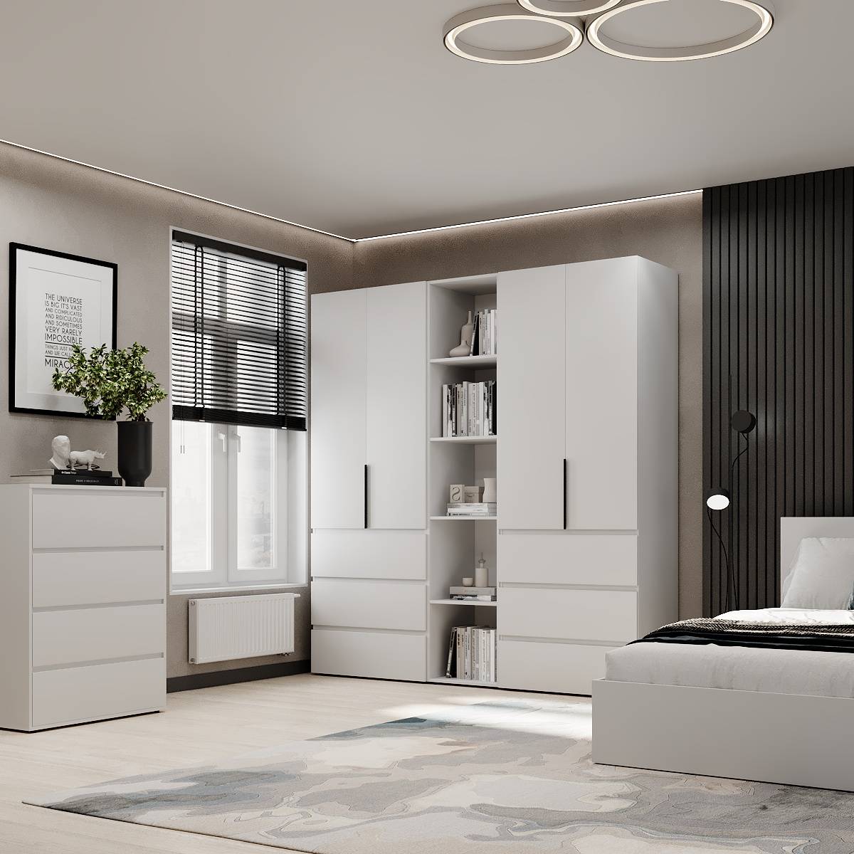Купити шафа розпашна комбінована №6 Light 200x220x50 см – Білий діамант за 17346 грн Шафа розпашна комбінована №6 Light 200x220x50 см – Білий діамант