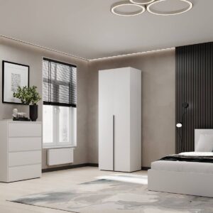 Шкаф для одежды двустворчатый Light 80x220x50 см – Белый бриллиант