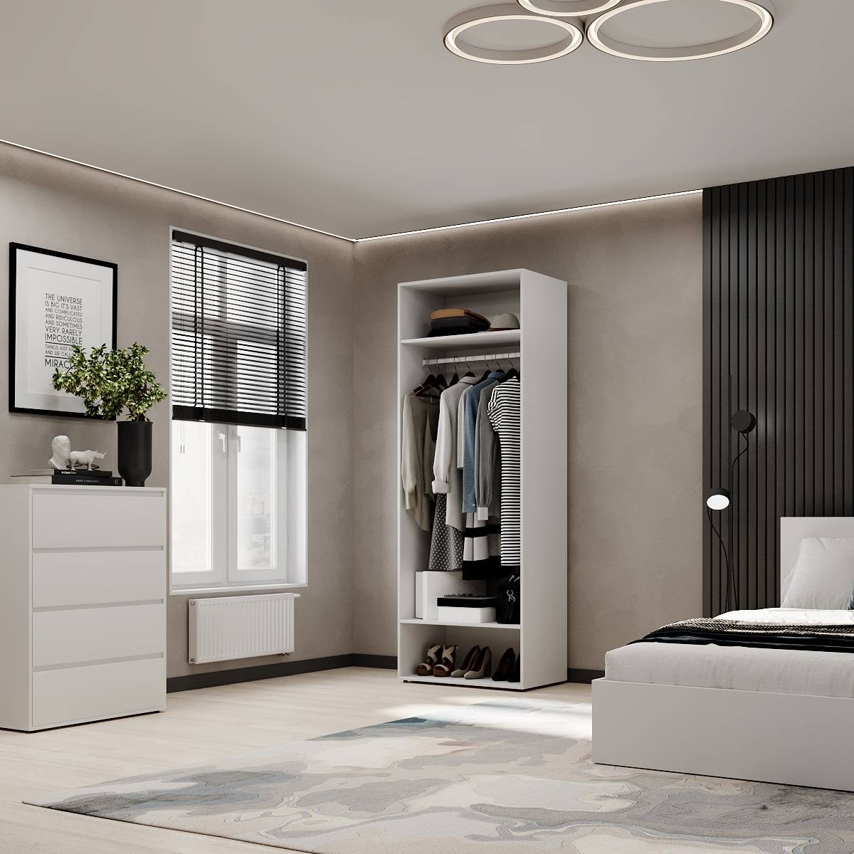 Купить шкаф для одежды двустворчатый Light 80x220x50 см – Белый бриллиант по 5592 грн Шкаф для одежды двустворчатый Light 80x220x50 см – Белый бриллиант