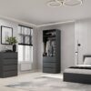 Купить шкаф в спальню двухдверный с ящиками Light 80x220x50 см – Графит по 7206 грн Шкаф в спальню двухдверный с ящиками Light 80x220x50 см – Графит