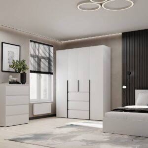 Купить шкаф распашной комбинированный №1 Light 160x220x50 см – Белый бриллиант по 15360 грн Шкаф распашной комбинированный №1 Light 160x220x50 см – Белый бриллиант