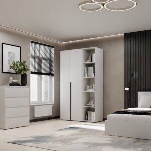 Купить шкаф распашной комбинированный №11 Light 120x220x50 см – Белый бриллиант по 8526 грн Шкаф распашной комбинированный №11 Light 120x220x50 см – Белый бриллиант