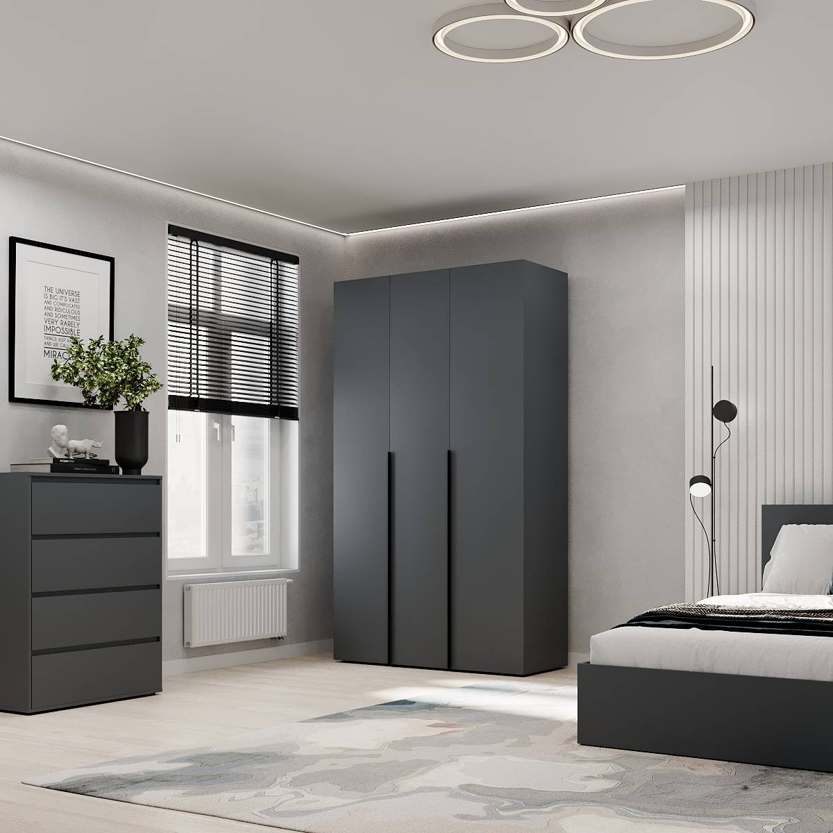 Купить шкаф распашной комбинированный №12 Light 120x220x50 см – Графит по 9744 грн Шкаф распашной комбинированный №12 Light 120x220x50 см – Графит