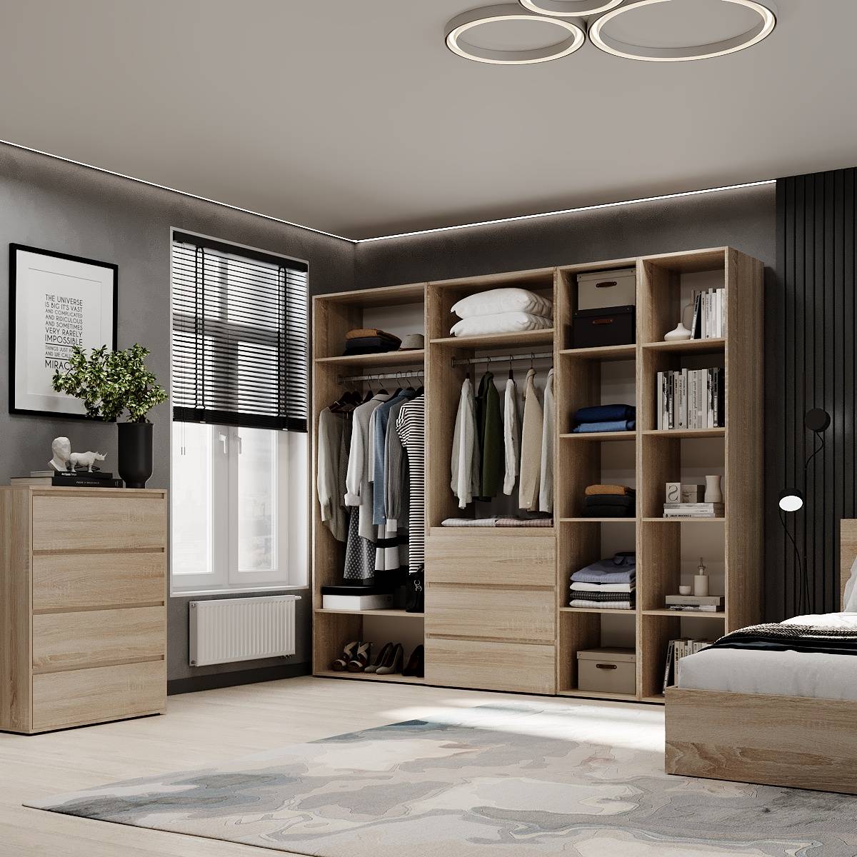 Купить шкаф распашной комбинированный №14 Light 240x220x50 см – Дуб Сонома по 19884 грн Шкаф распашной комбинированный №14 Light 240x220x50 см – Дуб Сонома