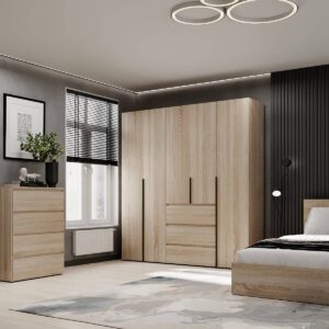 Купить шкаф распашной комбинированный №4 Light 200x220x50 см – Дуб Сонома по 16950 грн Шкаф распашной комбинированный №4 Light 200x220x50 см – Дуб Сонома