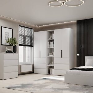 Купить шкаф распашной комбинированный №6 Light 200x220x50 см – Белый бриллиант по 17346 грн Шкаф распашной комбинированный №6 Light 200x220x50 см – Белый бриллиант