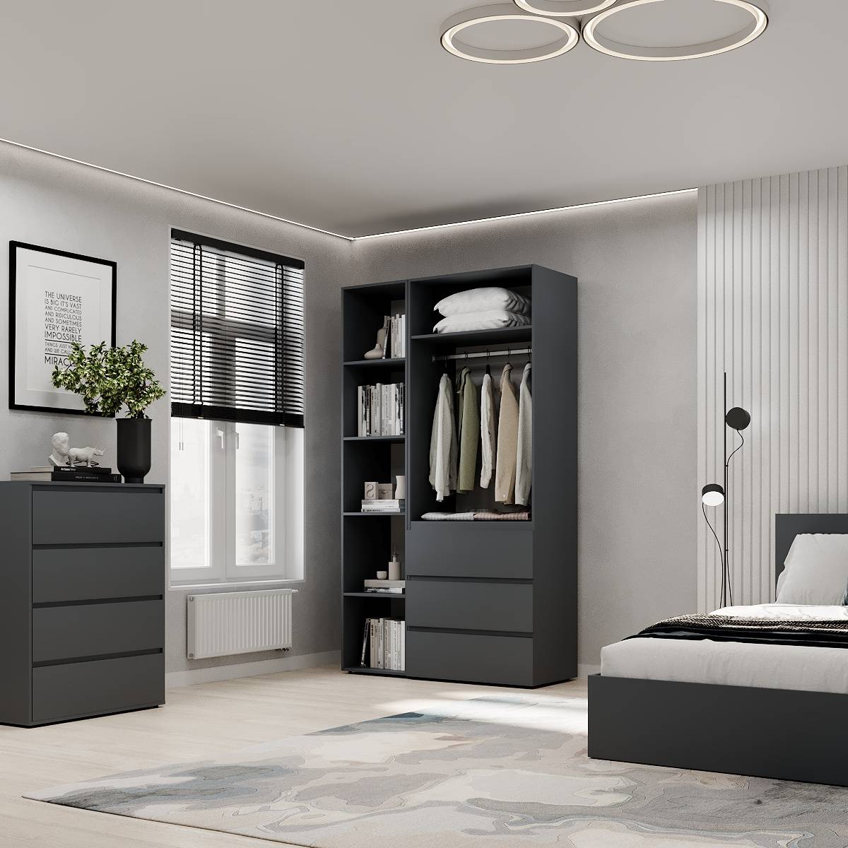 Купити шафа розпашна комбінована №7 Light 120x220x50 см – Графіт за 10140 грн Шафа розпашна комбінована №7 Light 120x220x50 см – Графіт