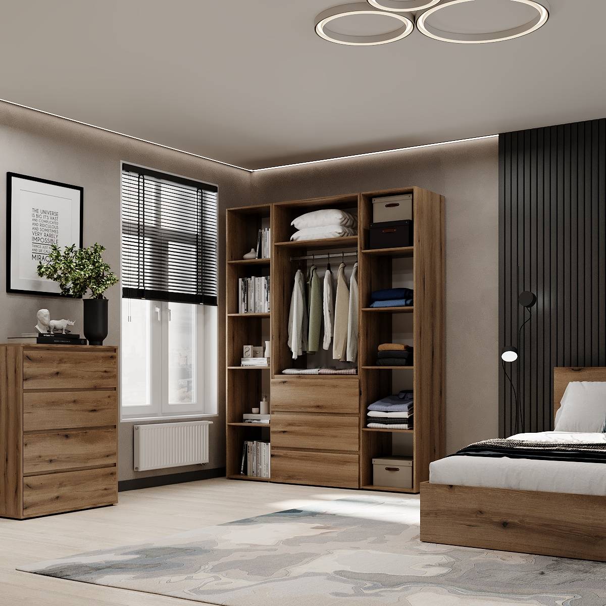 Купити шафа розпашна комбінована №8 Light 160x220x50 см – Дуб Евок за 14292 грн Шафа розпашна комбінована №8 Light 160x220x50 см – Дуб Евок
