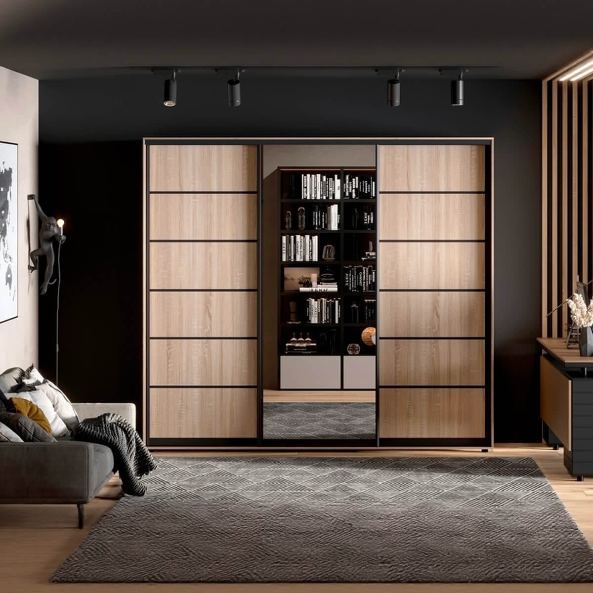 Шкаф купе 3 двери с зеркалом 270×240×60 см Шкаф купе 3 двери с зеркалом 270×240×60 см