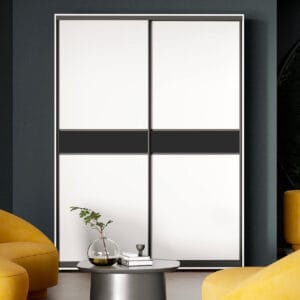 Двухдверный шкаф купе белый лакобель 180×240×60 см Двухдверный шкаф купе белый лакобель 180×240×60 см