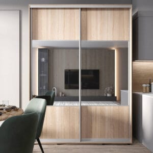 Двухдверный шкаф купе для гостиной с зеркалами 180×240×60 см Двухдверный шкаф купе для гостиной с зеркалами 180×240×60 см