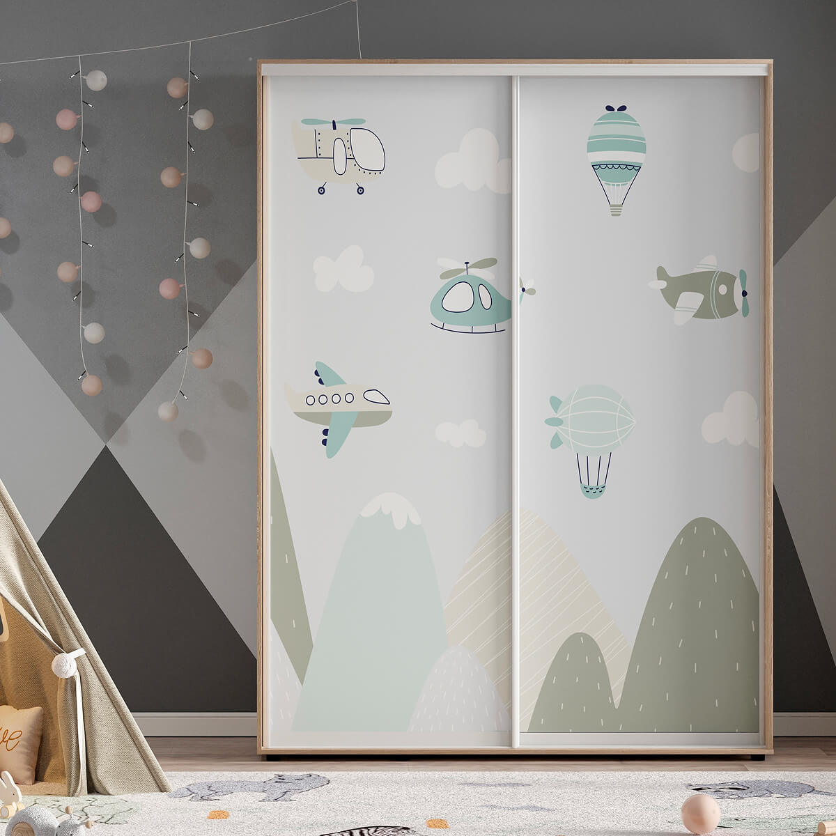 Двухдверный шкаф купе в детскую комнату 170×240×60 см Двухдверный шкаф купе в детскую комнату 170×240×60 см