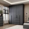 Шкаф распашной пятидверный с антресолями Light №4 200х250x50 см – Графит