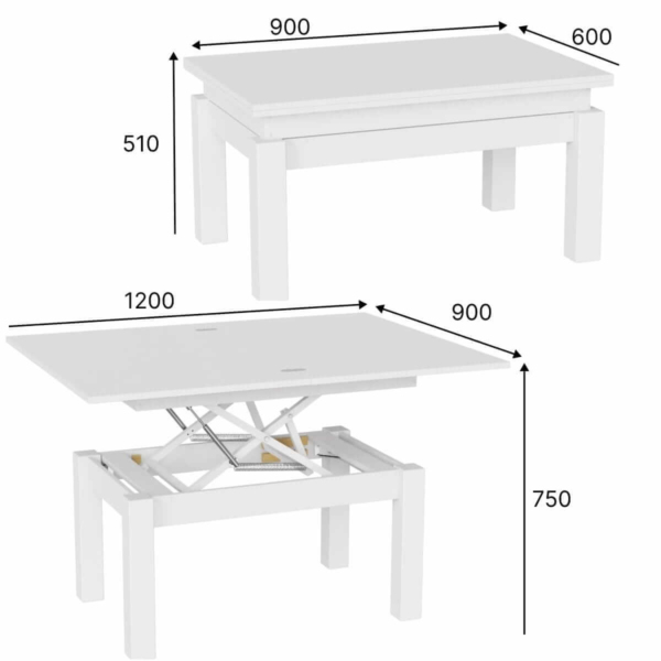 Раскладной журнальный столик B-Fly Glass 120x75x90 см - габариты