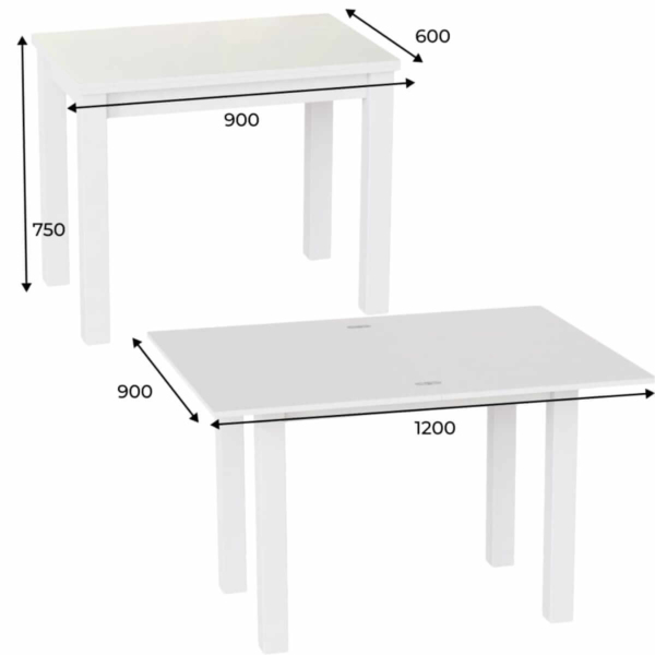 Розкладний обідній стіл Dinner Glass 90(120)x75x60(90) см - габарити