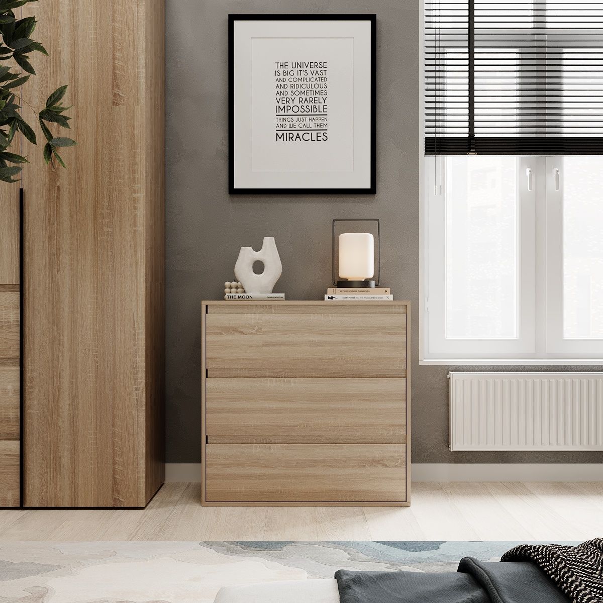 Комод на 3 ящика Light 80x79x42.5 см - Дуб Сонома - купить онлайн