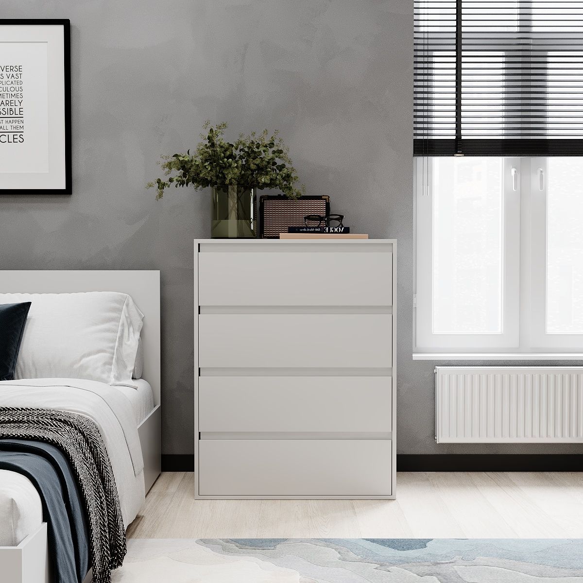 Комод на 4 ящика Light 81x103x42.5 см - Белый бриллиант - купить онлайн
