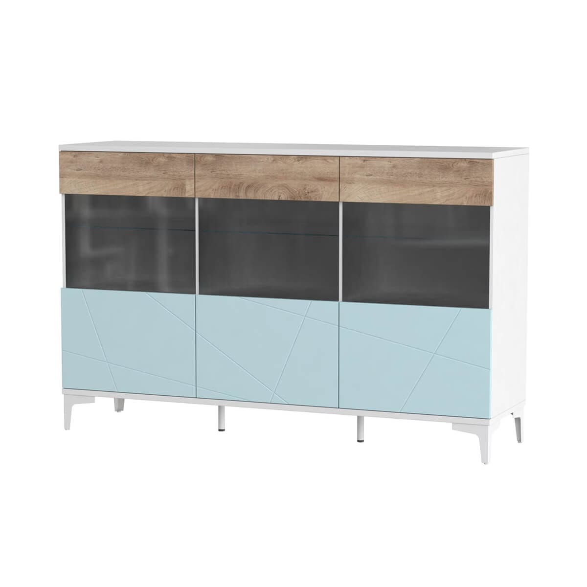 Комод со стеклянным фасадом Picassa Т3 170x110x55 см - Голубая лагуна - купить онлайн