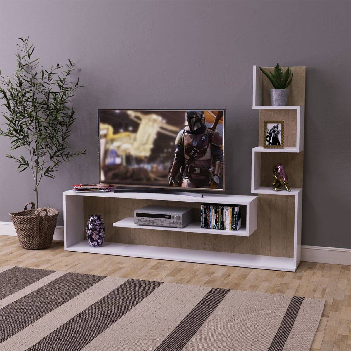 Мини стенка под телевизор Light 155x121.5x21.6 см - Дуб Сонома - купить онлайн
