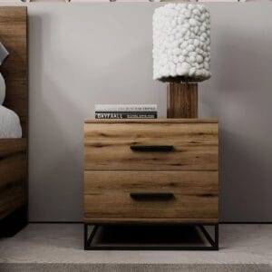 Прикроватная тумба лофт Ascet 48x45x42.5 см - Дуб Эвок - купить онлайн Прикроватная тумба лофт Ascet 48x45x42.5 см - Дуб Эвок - купить онлайн