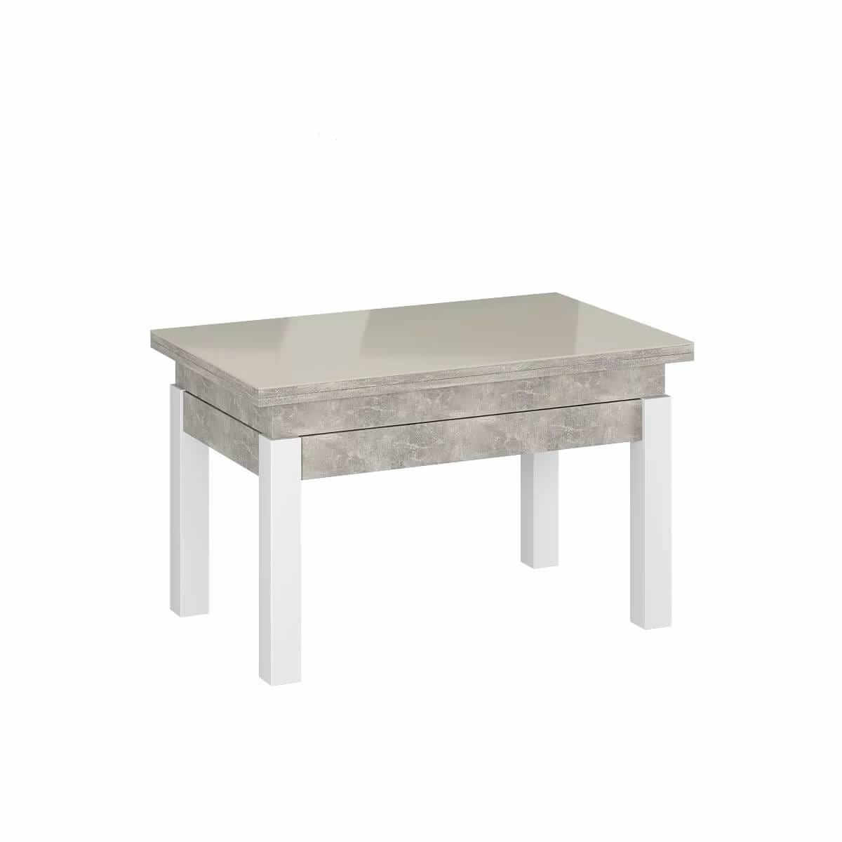 Розкладний журнальний столик B-Fly Glass 120x75x90 см - Ательє світлий / Білий / Перлина біла - купити онлайн