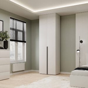 Шкаф распашной двухдверный с антресолью Light №1 80x250x50 см – Белый бриллиант