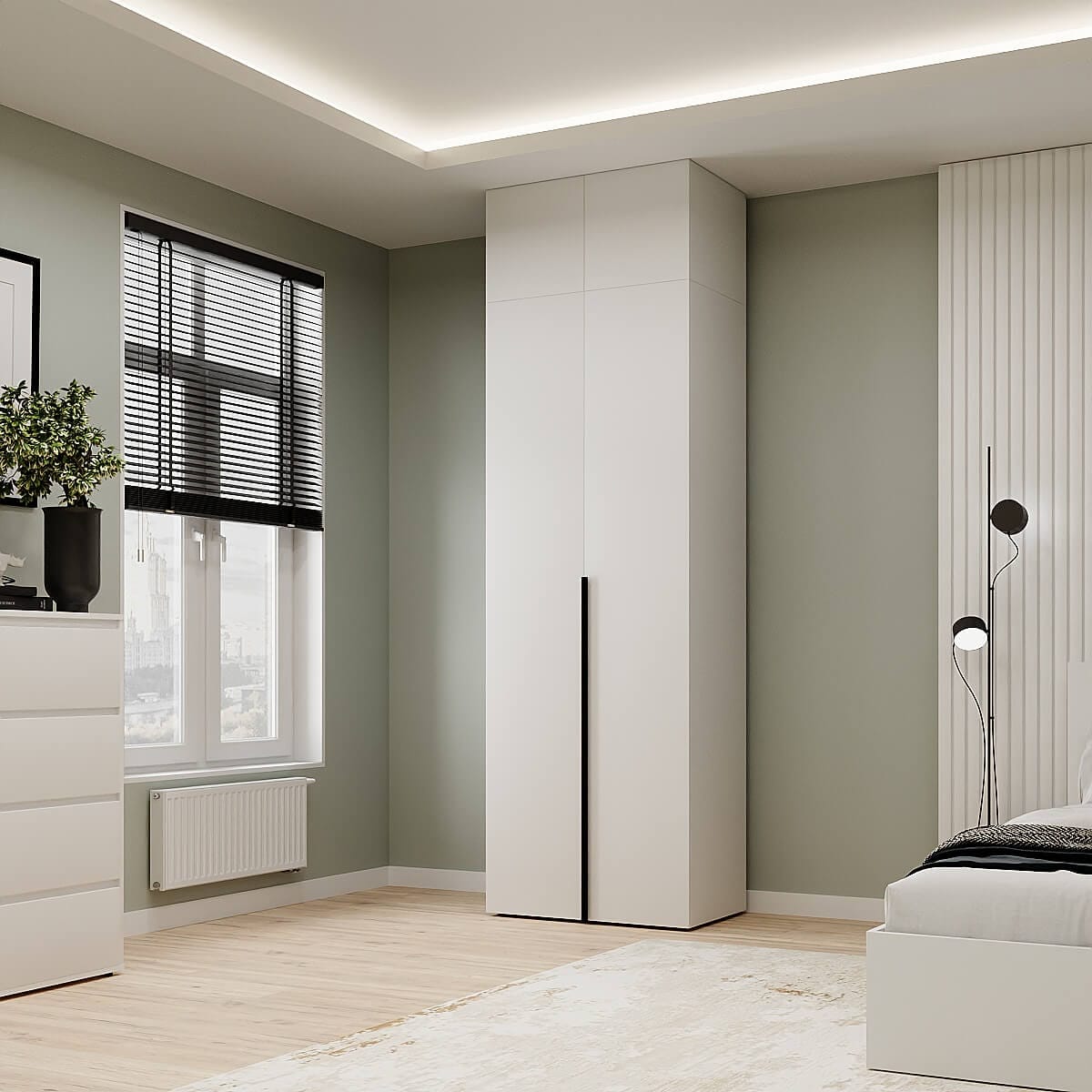 Купить шкаф распашной двухдверный с антресолью Light №1 80x250x50 см – Белый бриллиант по 8850 грн Шкаф распашной двухдверный с антресолью Light №1 80x250x50 см – Белый бриллиант