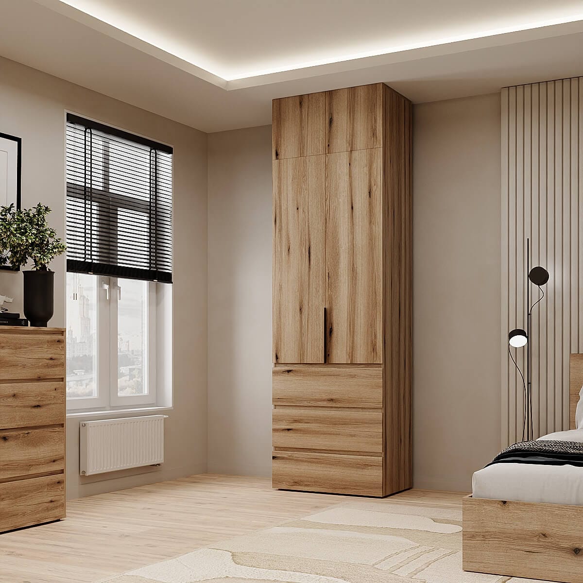 Купить двухдверный шкаф с ящиками и антресолью Light №2 80x250x50 см – Дуб Эвок по 10182 грн Двухдверный шкаф с ящиками и антресолью Light №2 80x250x50 см – Дуб Эвок