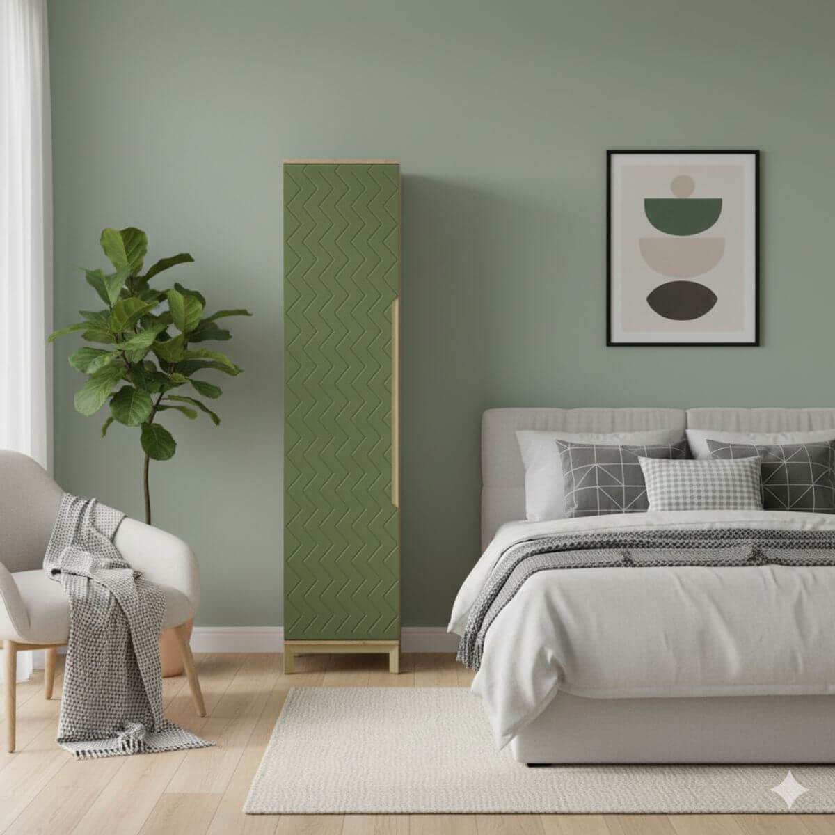 Шафа пенал у спальню Swan 1 50x230x60 см - Балі зелений - купити онлайн