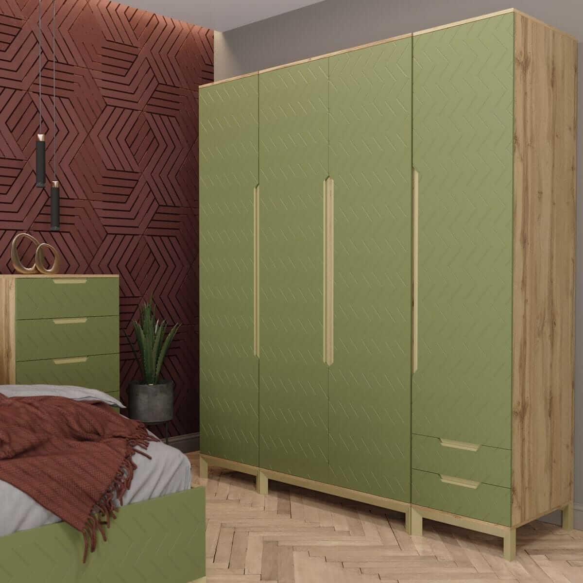 Шафа пенал у спальню Swan 1 50x230x60 см - Балі зелений - купити онлайн