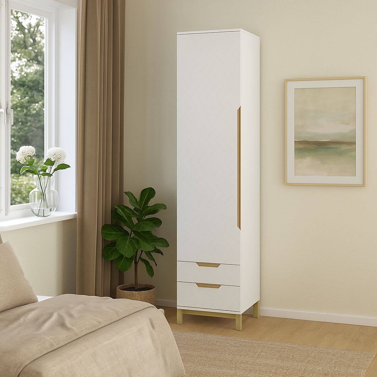 Шафа пенал для одягу Swan 2 50x230x60 см - Білий супермат - купити онлайн