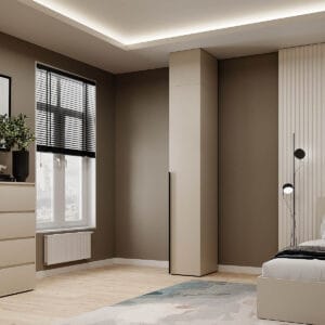 Шкаф пенал закрытый с полками и антресолью Light №1 40x250x50 см - Кашемир - купить онлайн Шкаф пенал закрытый с полками и антресолью Light №1 40x250x50 см - Кашемир - купить онлайн