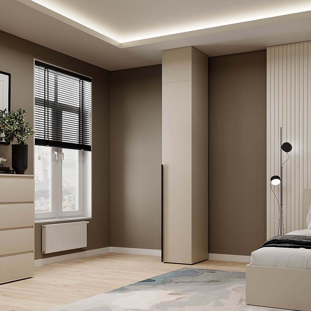 Шкаф пенал закрытый с полками и антресолью Light №1 40x250x50 см - Кашемир - купить онлайн Шкаф пенал закрытый с полками и антресолью Light №1 40x250x50 см - Кашемир - купить онлайн