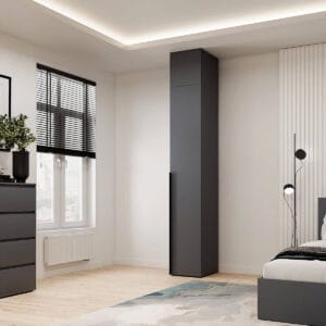 Шкаф-пенал закрытый с полками и антресолью Light №1 40x260x50 см - Графит - купить онлайн Шкаф-пенал закрытый с полками и антресолью Light №1 40x260x50 см - Графит - купить онлайн