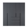Шафа розпашна п’ятидверна з антресолями Light №4 200х250x50 см – Графит
