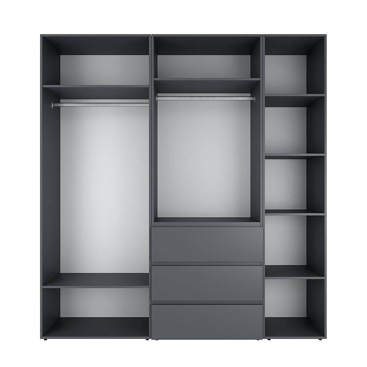 Шафа розпашна п’ятидверна з антресолями Light №4 200х250x50 см – Графит