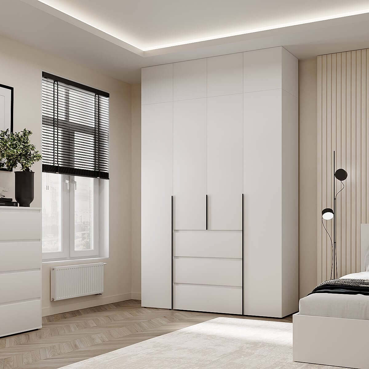 Чотиридверна шафа з антресоллю Light №1 160х260x50 см - Белый бриллиант - купити онлайн