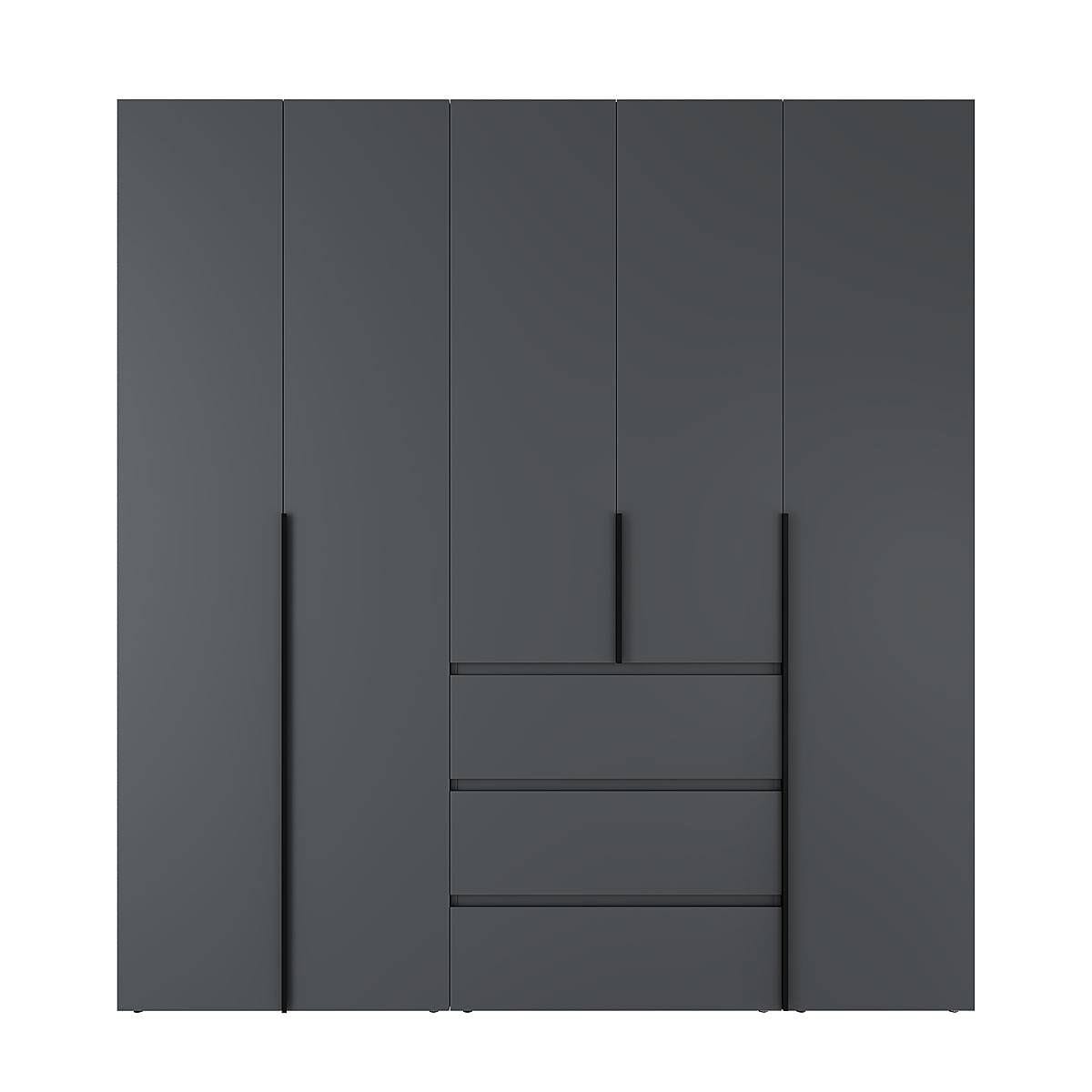 Шкаф распашной пятидверный с антресолями Light №4 200х250x50 см – Графит