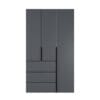 Тридверна розпашна шафа з антресоллю Light №2 120х260x50 см – Графіт
