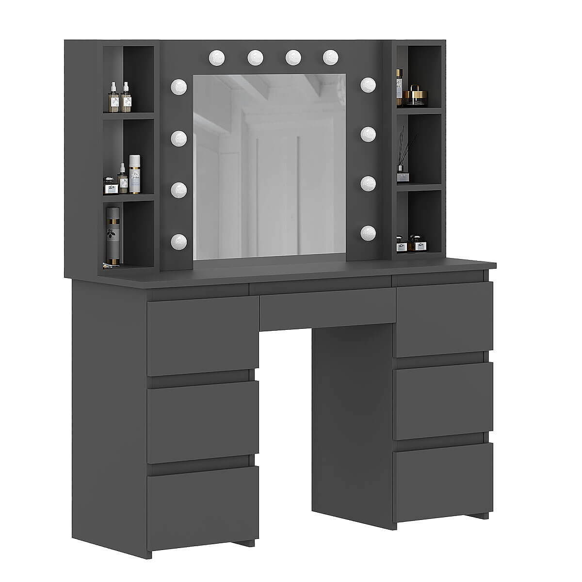 Туалетний стіл з дзеркалом і підсвіткою Kler 120x140/75x43 см - Графіт - купити онлайн