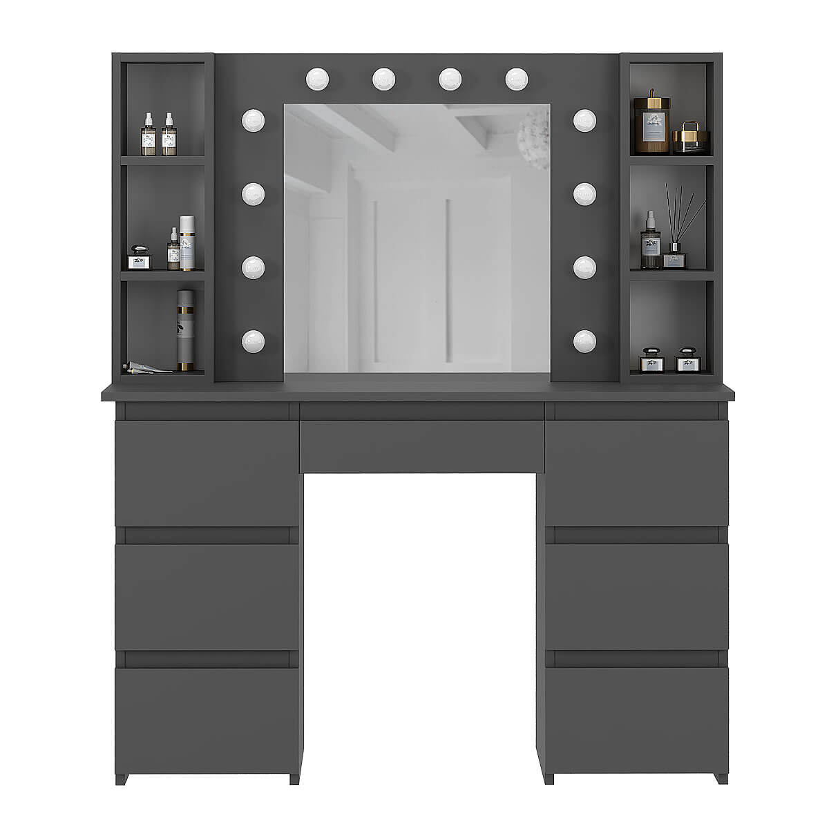 Туалетный столик с зеркалом и подсветкой Kler 120x140/75x43 см - Графіт - купить онлайн