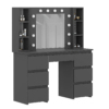 Туалетный столик с зеркалом и подсветкой Kler 120x140/75x43 см - Графіт - купить онлайн