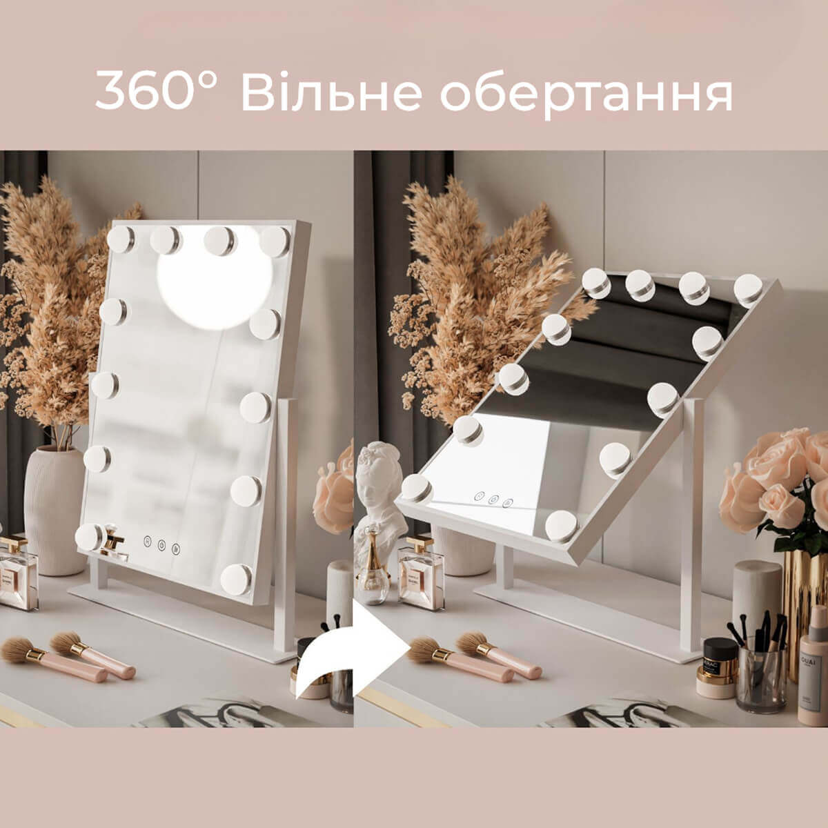 Настольное зеркало с подсветкой для макияжа Bella 36x47.5 см - Белый бриллиант - купить онлайн Настольное зеркало с подсветкой для макияжа Bella 36x47.5 см - Белый бриллиант - купить онлайн